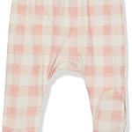 HonestBaby 3-Pack Organic Cotton Footed Harem Pants, Peach Skin Painted Buffalo Check, Preemie