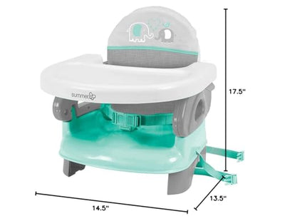 Ingenuity by Summer Unisex Deluxe Comfort Folding Booster Seat with Feeding Tray, Chair Straps Secure Booster, and Removable Seat Pad, Grey
