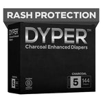 DYPER - Charcoal Enhanced Day & Overnight Disposable Baby Diapers - Made with Plant-Based* & Skin-Friendly Ingredients, Hypoallergenic for Sensitive Skin - Size 5, (36 Count)