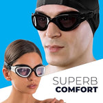 AqtivAqua Swimming Goggles Swim Goggles for Adults Men Women Kids Youth Girls Boys Children DX (Clear-Lenses White/Black-Frame)