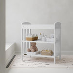 Graco Benton Changing Table with Bonus Water-Resistant Changing Pad (White) - GREENGUARD Gold Certified, Includes Diaper Change Pad with Safety Strap, 2 Open Storage Shelves for Organizing