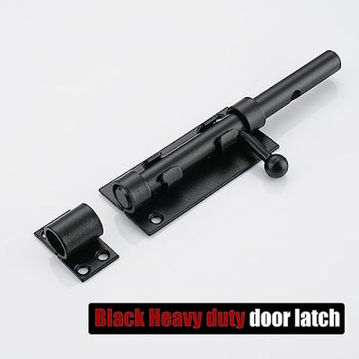 JQK Sliding Bolt Gate Latch Black, 6.3 Inch (Thick 2.4mm) Heavy Duty 304 Stainless Steel Barrel Bolt with Padlock Hole, Interior Door Latches 2 Pack, DL300-BK-P2