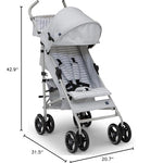 babyGap Classic Stroller - Lightweight Stroller with Recline, Compact Fold & Removable Parent Organizer - Made with Sustainable Materials, Grey Stripes