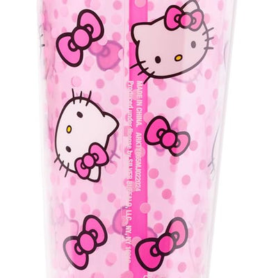Silver Buffalo Sanrio Hello Kitty Plastic Cold Cup with Lid and Straw Topper, 24 Ounces