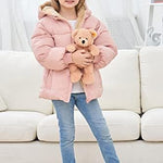 UNICOMIDEA Baby Girl Winter Hooded Jackets 12-18 Months Zipper Coat Pink Infant Girls Plush Outwear With Pockets Comfy Toddler Winter Coats Warm Fleece Down Outdoor Outerwear