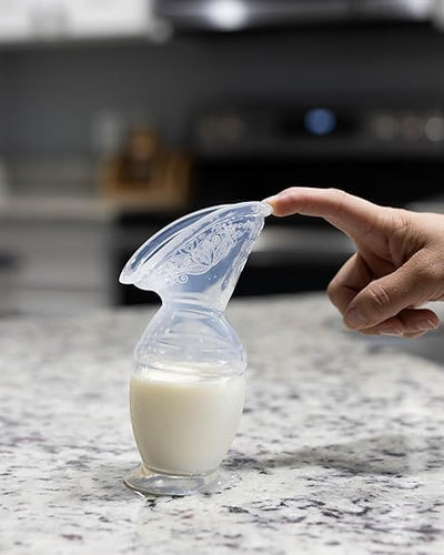 Manual Silicone Breast Pump, 5oz/150ml Milk Collector, BPA-Free with Suction Base, Leak-Proof Cap