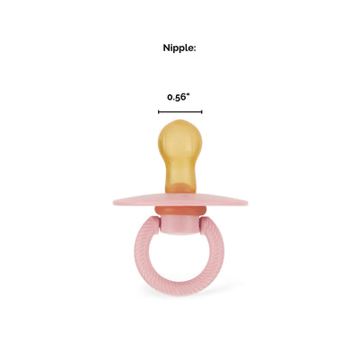 Itzy Ritzy Natural Rubber Newborn Pacifiers (Set of 2) – Baby Pacifiers with Cherry-Shaped Nipple & Large Air Holes for Added Safety; Set of 2 Binkies in Blossom & Rosewood (Ages 0 – 6 Months)