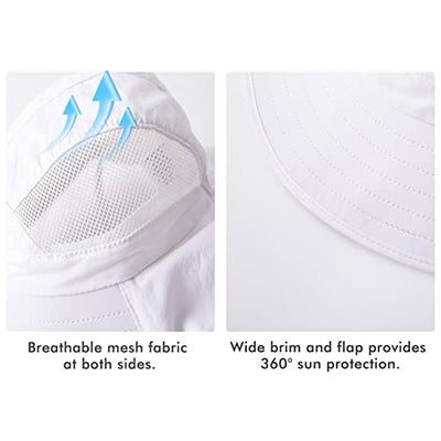 pureborn Baby Boy Girl Sun Hat UPF 50+ Flap Bucket Hat Swim Cap Beach Hat for Infant Boy Girl 0-3 Months White