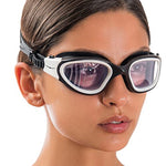 AqtivAqua Swimming Goggles Swim Goggles for Adults Men Women Kids Youth Girls Boys Children DX (Clear-Lenses White/Black-Frame)