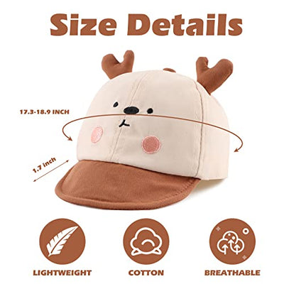 Cotton Baby Baseball Caps Infant Toddler Sun Cap for Baby Boys Girls Spring Summer Baby Outdoor Hat (Smile Deer Beige)