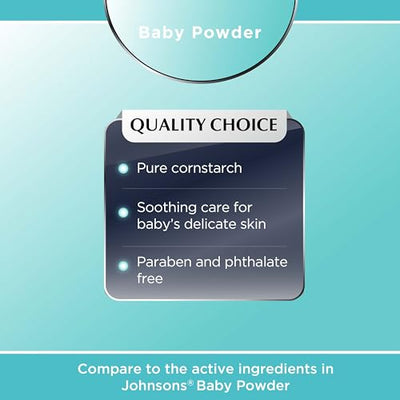 Quality Choice Baby Powder, Pure Cornstarch, Soothing Care for Baby's Delicate Skin, Paraben & Phthalate Free, 15 Ounce Bottle (1)
