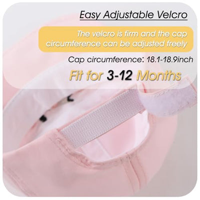 Peecabe Baby Baseball Cap Toddler Infant Boys Girls Sun Hat Breathable Cute Hats for Spring Summer 6M-3T (US, Age, 3 Months, 12 Months, B-Pinkl Rabbit+White Panda)