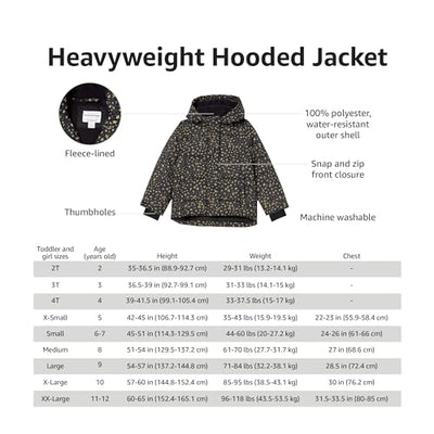 Amazon Essentials Baby Girls' Heavyweight Hooded Puffer Coat, Water-Resistant, Camel Cheetah Print, 12 Months