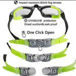 EverSport Kids Swim Goggles, Pack of 2 Swimming Goggles for Children Teens, Portable Anti-Fog Anti-UV Youth Swim Glasses Leak Proof for Age4-16, Green/Black & Mirrored Blue