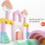 Fisher-Price Wood Toddler Toy Castle Block Set, 28 Wooden Pieces for Stacking Developmental Play Preschool Kids Ages 2+ Years