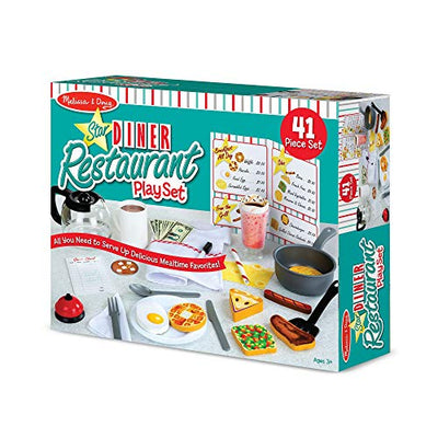 Melissa & Doug Star Diner Restaurant 41-Piece Play Set with Toy Food, Cookware & Play Kitchen Accessories, Preschool Learning Toys for Girls & Boys 3+
