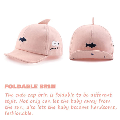 Shark Baby Boys Cap Fashion Cartoon Baseball Cap for Boys Girls Summer Infant Sun Protect Hat 3-18 Months (Pink Shark, 3-18 Months)