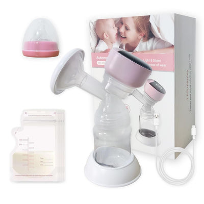 Breast pump set with accessories on a white background
