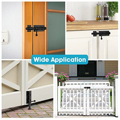 MeBantoo Slide Bolt Gate Latch Hardware, Barrel Bolt Latch, 6.3 Inch Heavy Duty Solid 304 Stainless Steel Black Finish Lock for Wooden Fence/Shed/Yard/Barn Door/Interior and Outdoor (Black)