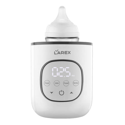 Larex baby bottle warmer with digital display on a white background