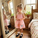 Little Girls Summer Dress Toddler Baby Girl Clothes Floral Sleeveless Square Neck Plaid Dresses Matching Bag Set (Pink, 12-18 Months)