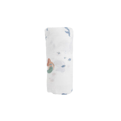 Little Unicorn Premium Cotton Swaddle Baby Blanket | Breathable Fabric | for swaddling, Play, Nursing & More (Mermaids)
