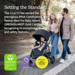 UPPAbaby Cruz V2 Stroller/Full-Featured Stroller with Travel System Capabilities/Toddler Seat, Bumper Bar, Bug Shield, Rain Shield Included/Declan (Oat Mélange/Silver Frame/Chestnut Leather)