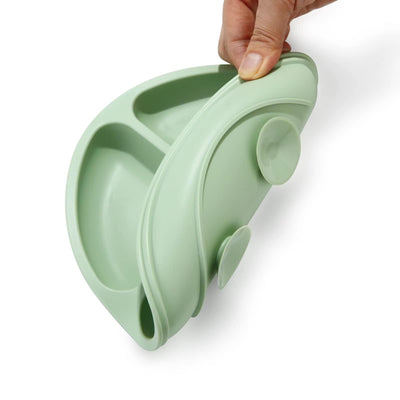 PandaEar Silicone Baby Feeding Set| 2 Pack Silicone Divided Suction Plate and 2 Pack Tiny Cup with 2 Spoons 2 Forks| Baby Led Weaning Supplies Self Feeding Eating Utensils (Blue/Green)