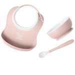 BabyBjörn Baby Feeding Set, 3 pcs, Powder Pink | Includes Baby Plate, Baby Fork, Baby Spoon, and Baby Cup | Dishwasher Safe | Toddler Feeding Set for self-Feeding or Baby-led weaning