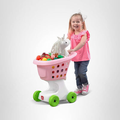 Step2 Little Helper's Shopping Cart for Kids, Play Grocery Cart, Made of Durable Plastic, for Toddlers 2+ Years Old, Pink