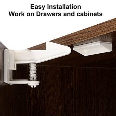 20 Pack Cabinet Locks Child Safety Latches - Vmaisi Baby Proofing Cabinets Drawers Lock - Upgraded Stronger Adhesive Easy Installation - No Drilling