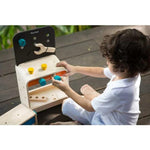 PlanToys® Wooden Tool Bench for Kids | Pretend Play Construction Toy with Tools & Accessories | Educational STEM Toy for Toddlers | Montessori Fine Motor Skills Workbench Playset