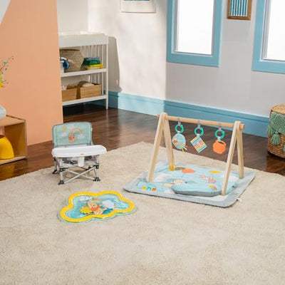 Bright Starts Disney Winnie The Pooh Pop 'N Sit Portable Booster, Indoor/Outdoor Use, Floor Seat with Feeding Tray, 6 Mos - 3 Yrs