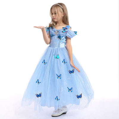 SNOWLION Princess Elsa Costume for Little Girls Toddler Princess Dress Up with Accessories Cinderella Cosplay Queen Snow (Blue, 4-5 Years)