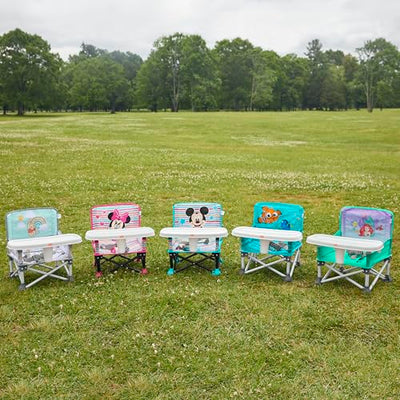 Bright Starts Disney Princess Ariel Pop 'N Sit Portable Booster, Indoor/Outdoor Use, Floor Seat with Feeding Tray, 6 Mos - 3 Yrs