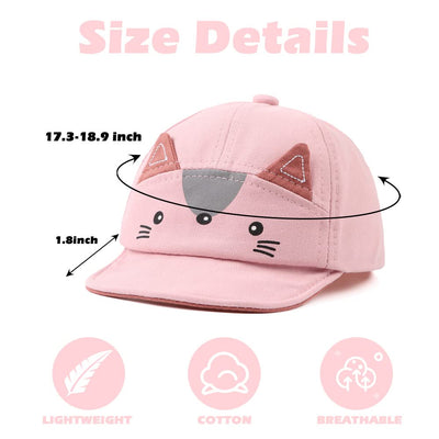JANGANNSA Baby Hat Infant Toddler Sun Cap Boys Girls Baseball Caps Cartoon Fox Spring Summer 3-18 Months (Pink Fox)