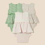 Amazon Essentials Baby Girls' Sleeveless Bodysuit Dress, Pack of 3, Sage Green Ditsy Floral/Stripe, 6-9 Months