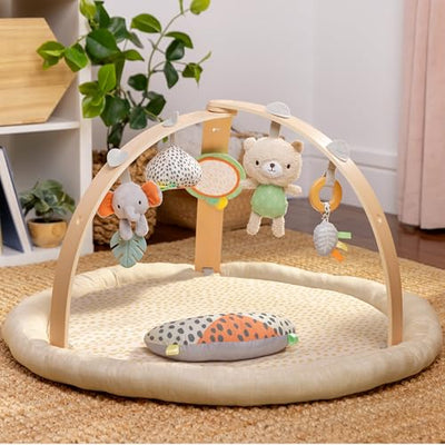 Ingenuity Every Season Plush Lambswool Baby Play Gym and Play Mat, Breathable, Tummy Time Mat, 0+ Months - Natural