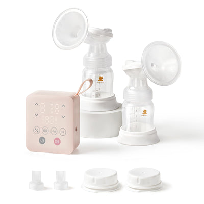 Breast pump set with control panel on a white background