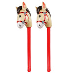 2PCS Inflatable Pony Stick Horse Costume - Halloween/Western Cowboy/Horse Baby Shower Birthday Party Decorations - 37 Inches (Red)
