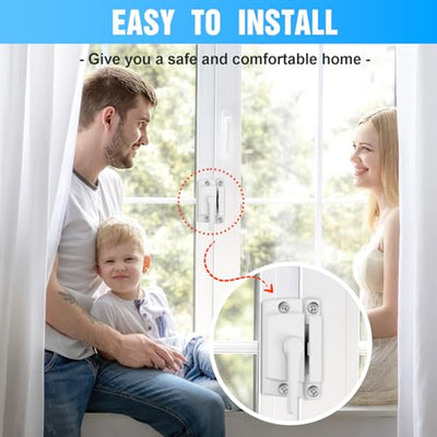 HIMOMO Window Sash Locks, 10 Pack Cam Action White Window Locks, Window Latches with Keeper Diecast, Sliding Window Parts, Replacement Sash Locks for Sliding Windows Double Hung Windows
