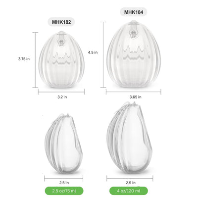 HAAKAA Shell Wearable Hands-Free Manual Breast Pump/Milk Collector (2.5 oz/75 ml, 4 oz/120 ml) – Medical-Grade Silicone – Compact, Portable & Discreet – Leak-Proof Valve