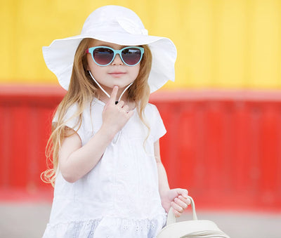 Baby Girl Sun Hat with UPF 50+ Outdoor Adjustable Beach Hat with Wide Brim Bucket Hats (12-24 Months,White)