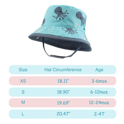 XIAOHAWANG Baby Sun Hat Boys Girls Toddler Summer Bucket Outdoor Child Beach Caps UPF 50+ (Octopus-3, 46cm(3-6 Months))