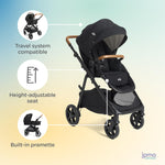 Joie Ginger 4-in-1 Convertible Pramette and Stroller with A Deep Recline, Height Adjustable seat, All-Terrain Wheels, Extra Storage – for Newborns and Toddlers (Shale Dark)
