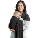 Shiaon Baby Ring Sling Wrap, Lightweight Baby Carrier Sling Toddler Sling, Cotton Baby Wraps Carrier (7-35 lbs) for Infants and Toddlers, Baby Shower Gifts, Black