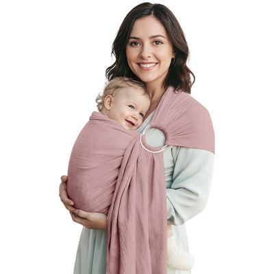 Shiaon Baby Ring Sling Wrap, Lightweight Baby Sling for Infants and Toddlers, Cotton Baby Wraps Carriers for Babies 7-35 lbs, Baby Shower Gifts, Pink