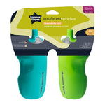 Tommee Tippee Insulated 9oz Sporty Spout Toddler Water Bottle, No Spill, Sippy Cups for Toddlers 1-3, Two-Piece Valve Helps Stop Spills, Green & Teal, BPA Free, Pack of 2