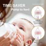 Maymom Wide-Mouth Milk Collection Storage and Feeding Bottle with Nipple, Pink Dome Cap, Bottle Top, SureSeal Sealing Disk; Compatible with Spectra Pump/Motif Luna; 2 pc (9Oz/280mL)
