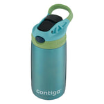 Contigo Kids Stainless Steel Water Bottle with Redesigned AUTOSPOUT Straw, 13oz, Green and Blue, Easy Clean, BPA Free